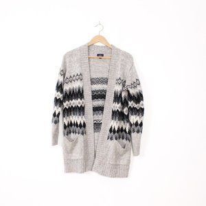 American Eagle Grey Black Boho Cardigan